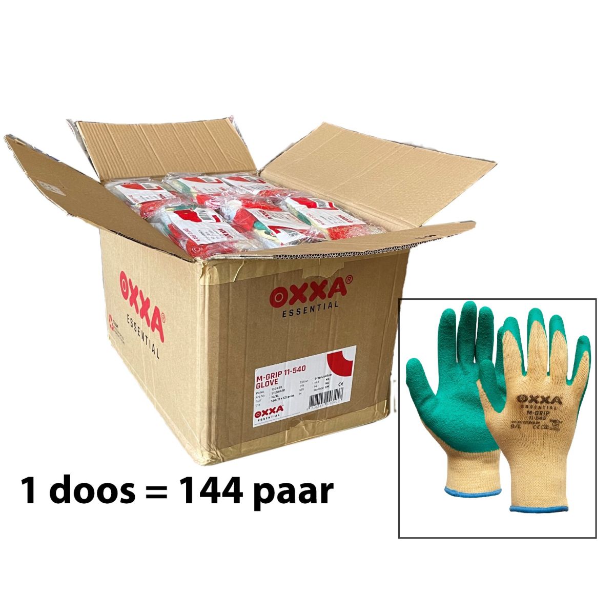 Doos werkhandschoenen OXXA M-Grip groen